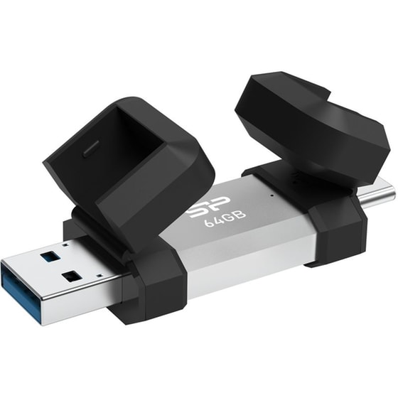 Silicon Power USB  C51 64 GB USB/USB-C Flash Drive - Ασημί image 1