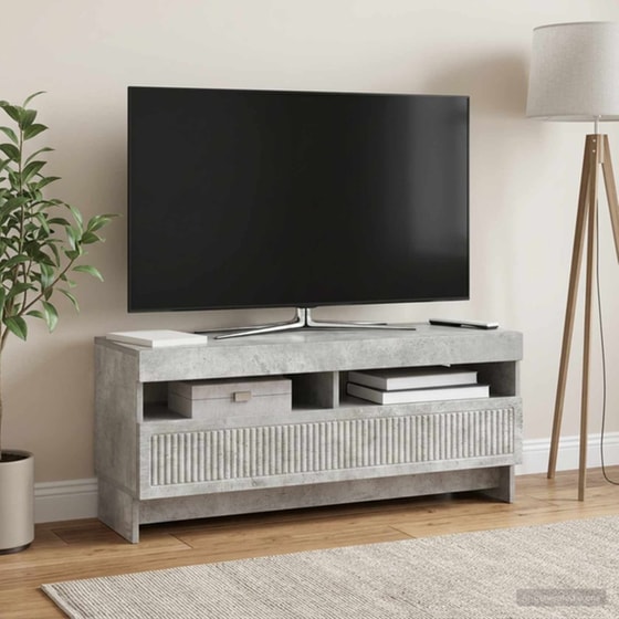 Έπιπλο Τηλεόρασης με LED VidaXL από Επεξεργασμένο Ξύλο - Γκρι Σκυροδέματος image 1