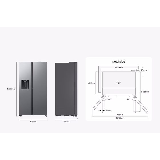 SAMSUNG RS70F64KETEF Bespoke AI No Frost 640 Lt Ασημί Ψυγείο Ντουλάπα image 11