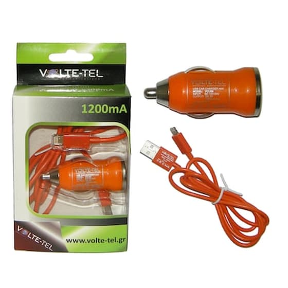 Φορτιστής Αυτοκινήτου Volte-Tel Lightning - Πορτοκαλί image 0