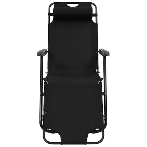 Ξαπλώστρες Παραλίας VidaXL Ατσάλινες Με Υποπόδια 2 τμχ 175x61x87 cm - Μαύρο image 4