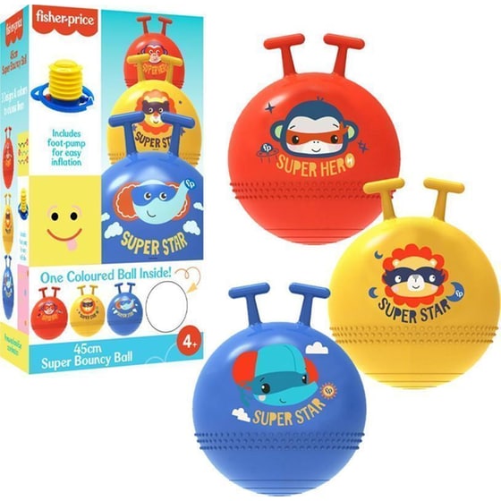 Fisher-Price Μπάλα Χοπ Χοπ Super Bouncy Ball with Foot Pump -Tυχαία Επιλογή (45cm) image 1