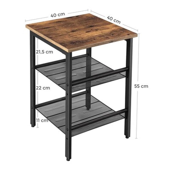 Βοηθητικό Μεταλλικό Τετράγωνο Τραπεζάκι Με 2 Ρυθμιζόμενα Ράφια 40 X 40 X 50 Cm Vasagle Let23x image 5