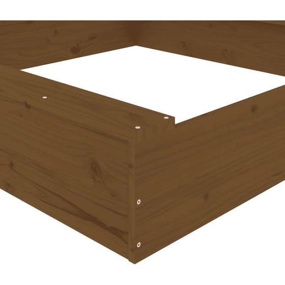 VidaXL Αμμοδόχος με Καθίσματα Τετράγωνη 111x111x20cm Ξύλινη - Καφέ μελί image 6
