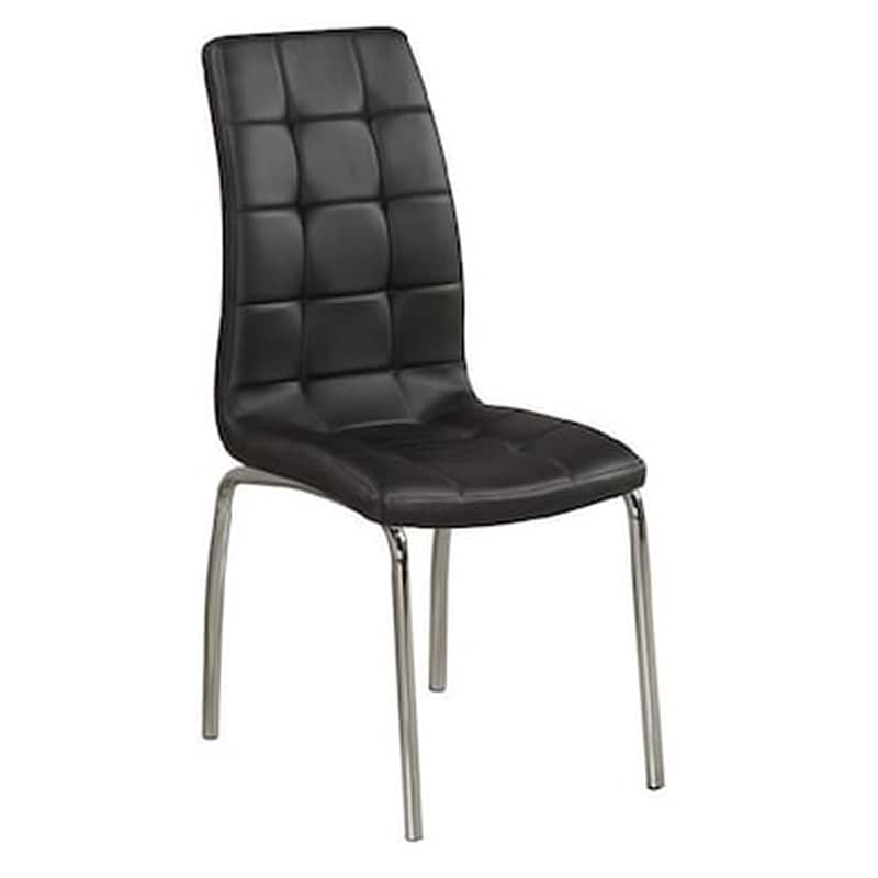 WOODWELL Καρέκλα Woodwell Μεταλλική Χρωμίου Δερματίνη Pu Σετ 4 Τμχ - Μαύρο