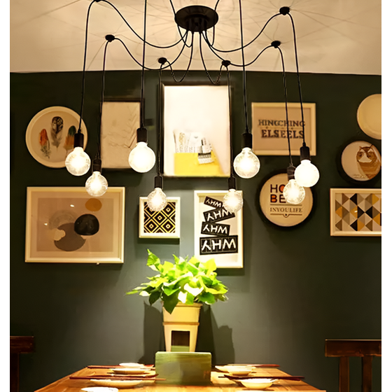 Πολύφωτο Κρεμαστό Μεταλλικό Φωτιστικό Οροφής Atl - Μαύρο image 1