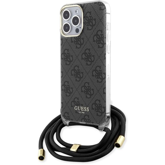 Θήκη Apple iPhone 15 Pro Max - Guess 4g Logo Collection Crossbody Hard Case με Script Metal Logo - Μαύρο image 5