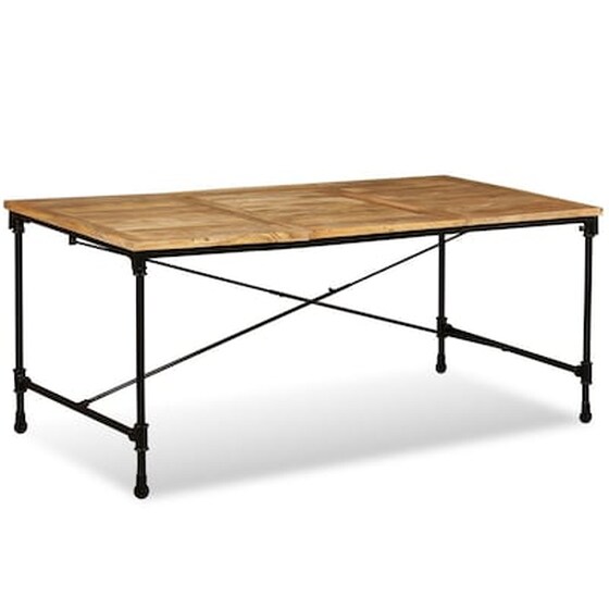 Τραπεζαρία Vidaxl από Μασίφ Ξύλο Μάνγκο 180x90x76 cm - Μαύρο/Καφέ image 5
