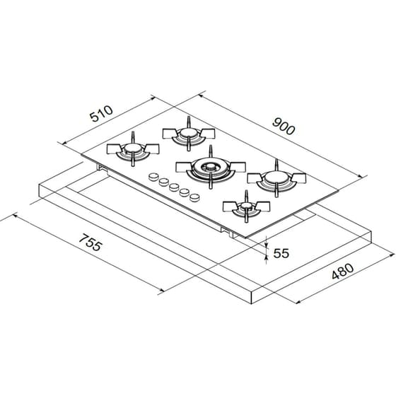 Mondin CG905VTECNN 90 cm Μαύρο Εστία Υγραερίου Αυτόνομη image 1