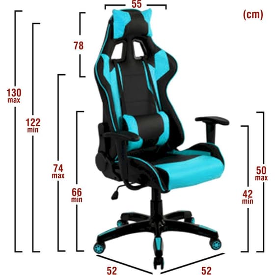 Καρέκλα Gaming ArteLibre Κυλλήνη από Τεχνητό Δέρμα - Γαλάζια/Μαύρη image 8