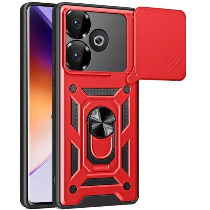 BODYCELL Θήκη Xiaomi Poco F6 - Bodycell Armor Slide με Καλύμμα Κάμερας και Ring Holder - Red