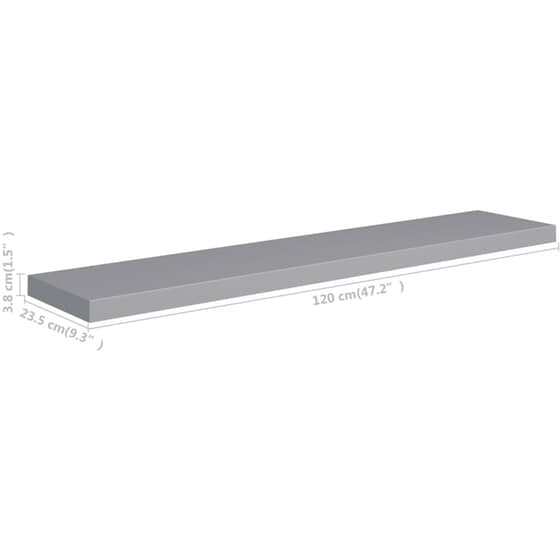 Ράφια Τοίχου VidaXL από MDF 120x23.5x3.8 cm 4 Τμχ - Γκρι image 7