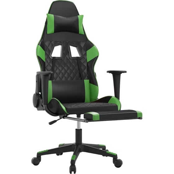 Καρέκλα Gaming VIDAXL 345525 με Υποπόδιο από Τεχνητό Δέρμα - Μαύρο image 2