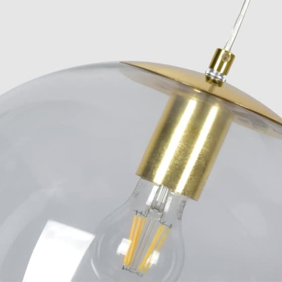 Φωτιστικό Οροφής Μονόφωτο Homelighting Globe από Γυαλί 30x30x30-120 cm - Διάφανο/Χρυσό image 2