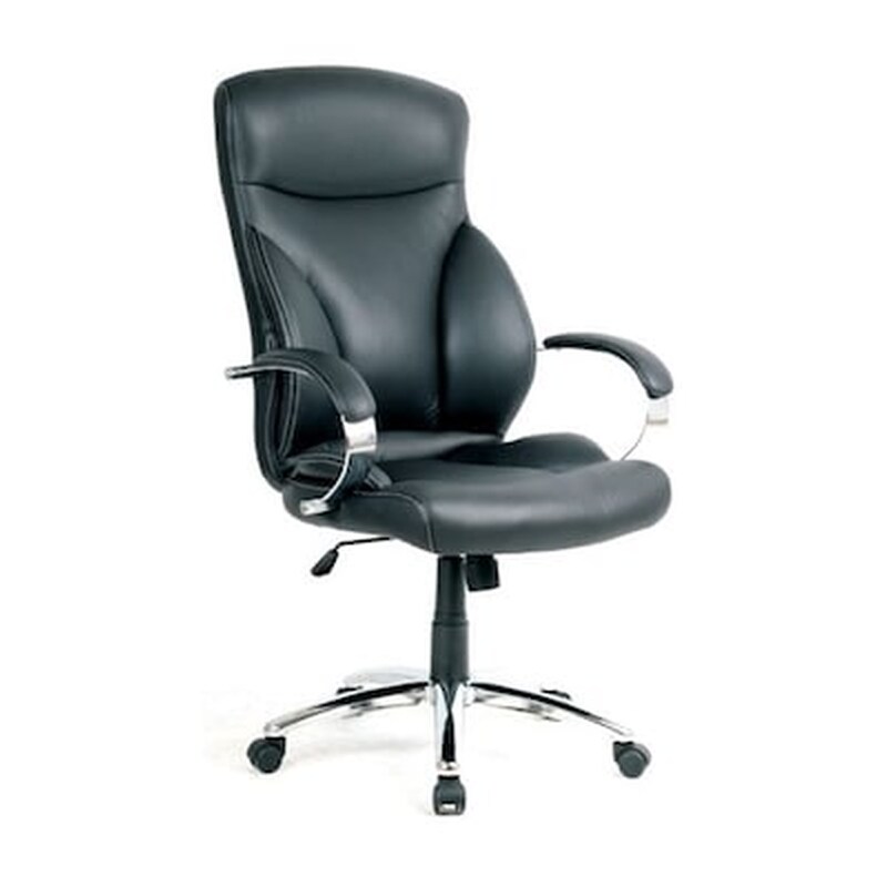 WOODWELL Διευθυντική Καρέκλα Γραφείου Woodwell BF5300 από Τεχνητό Δέρμα - Μαύρη