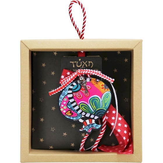 Κρεμαστό Χριστουγεννιάτικο Γούρι Boho - Ρόδι με Λουλούδι image 1