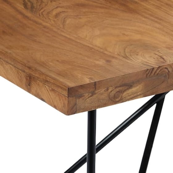 Τραπεζαρία Vidaxl από Μασίφ Ξύλο Ακακίας 180x90x76 cm - Μαύρο/Καφέ image 4