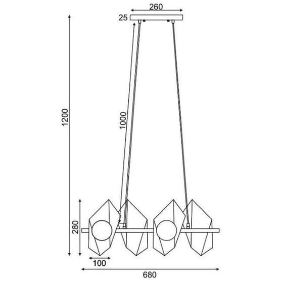 Φωτιστικό Οροφής Πολύφωτο Aca Polygon Hl42594p68bg Μεταλλικό - Μαύρο/Χρυσό image 1