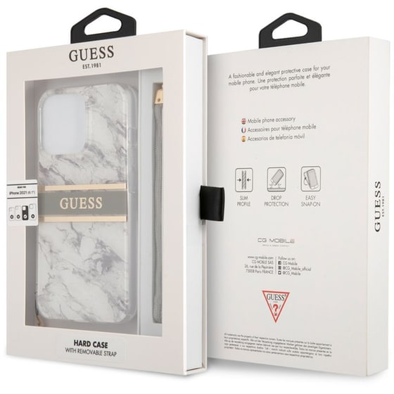 Θήκη Apple iPhone 13 Pro - Guess Marble Collection Printed Stripe - Γκρι/Λευκό image 2