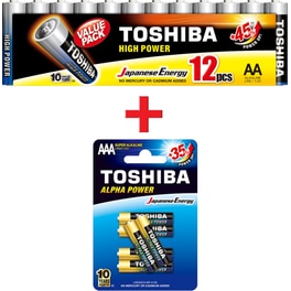 Toshiba Αλκαλικές Μπαταρίες High Power AA LR6 (12τμχ) & Alpha Power AAA LR03 (6τμχ)