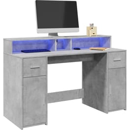 Γραφείο VidaXL με LED από Επεξεργασμένο Ξύλο 140x55x91 cm - Γκρι Σκυροδέματος