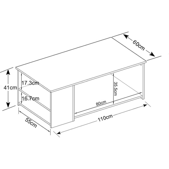 Τραπεζάκι Σαλονιού με Ράφια Kitwood 100x60cm από Μελαμίνη - Φυσικό/ Δρυς image 3