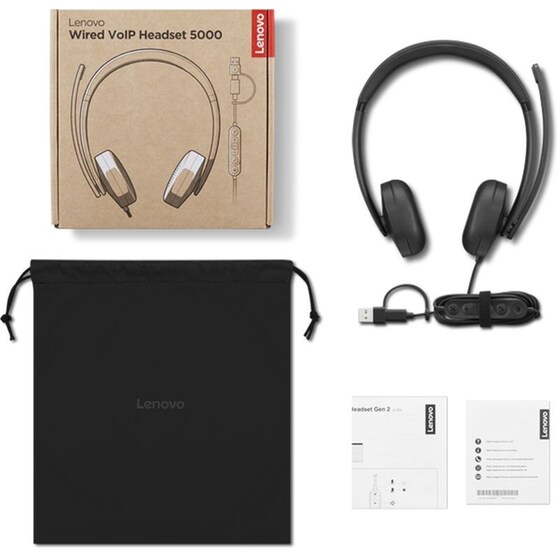 Lenovo Wired VoIP Headset 5000 Ακουστικά Κεφαλής - Μαύρο image 5