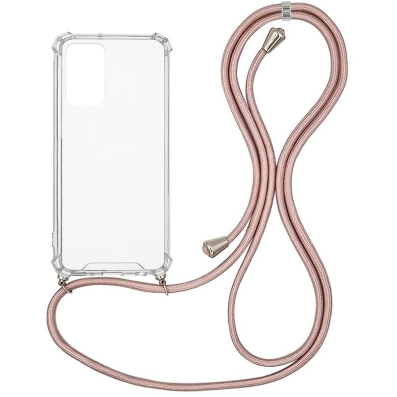 Θήκη Xiaomi Redmi Note 10 Pro - Sonique Armor Με Κορδόνι Ροζ Χρυσό Σατινέ - Clear