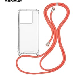Θήκη Xiaomi Redmi Note 13 Pro 5G/ Poco X6 5G - Sonique Armor Σιλικόνης Με Κορδόνι Κοραλλί - Clear