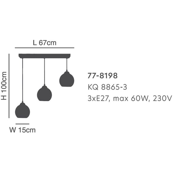Φωτιστικό Οροφής Τρίφωτο Homelighting Swirl 77-8198 Γυάλινο/Μεταλλικό - Λευκό/Μαύρο image 1