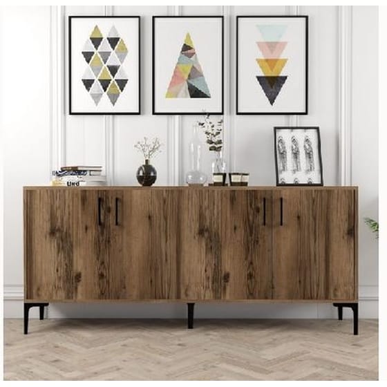 Μπουφές 24Mall Viterbo από Μοριοσανίδα/Μέταλλο 180x35x78 cm - Καρυδί image 1