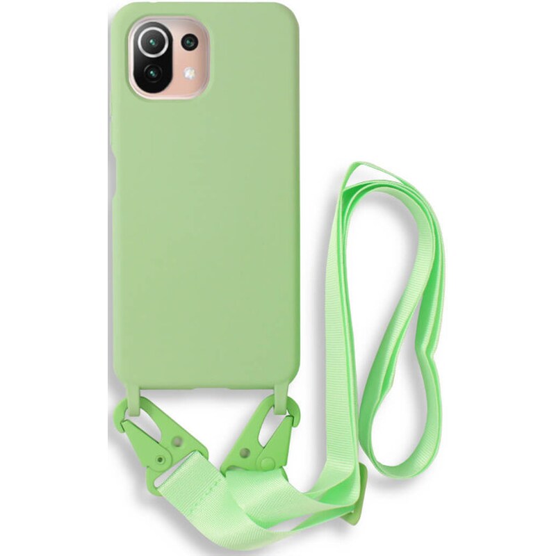 Θήκη Xiaomi 11 Lite 5G NE/Mi 11 Lite - Bodycell Θήκη Σιλικόνης με Λουράκι Λαιμού - Green