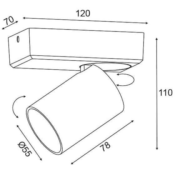 Σποτ Μονόφωτο Aca Elitis Ra301s12bk από Αλουμίνιο - Μαύρο image 1