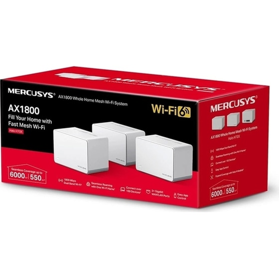 Mercusys Halo H70X v1 WiFi Mesh Network Access Point Wi‑Fi 6 Dual Band (2.4 & 5GHz) σε Τριπλό Kit - Λευκό image 9