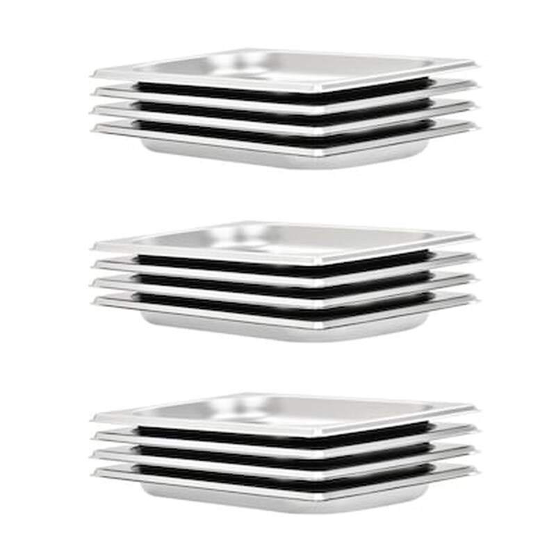 VIDAXL Vidaxl Λεκάνες Gastronorm 12 Τεμ. Gn 1/4 20 Χιλ. Από Ανοξείδωτο Ατσάλι