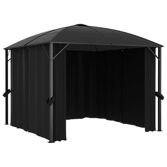 Κιόσκι Vidaxl Ατσάλινο με Κουρτίνες 3x3cm - Ανθρακί image 4