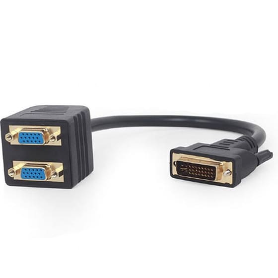 Καλώδιο Βίντεο Cablexpert DVI-I Male - Dual VGA Female Splitter 0.3m - Μαύρο image 0