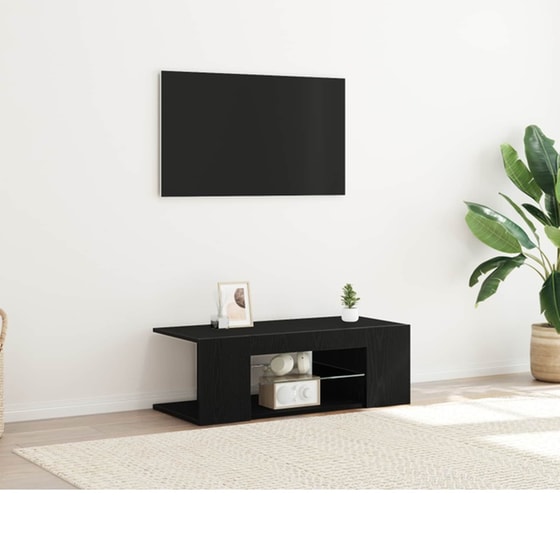 Έπιπλο Τηλεόρασης VidaXL με LED 90 x 39 x 30 cm - Μαύρη Οξιά image 2