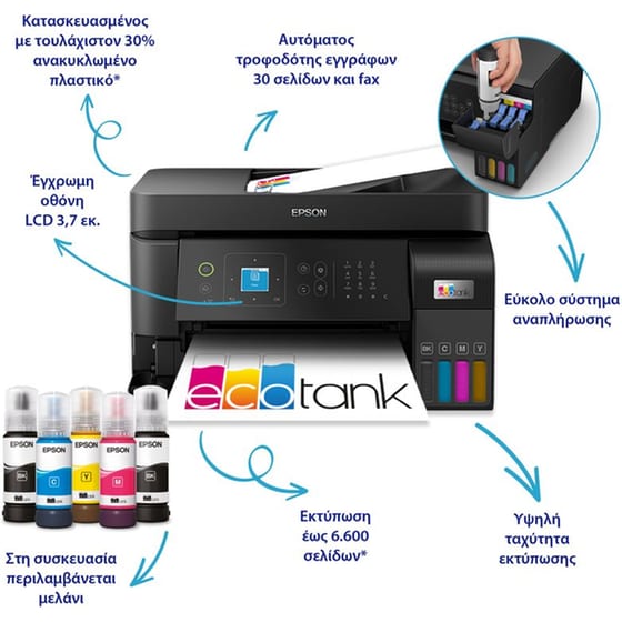 Epson EcoTank L5590  Εγχρωμο Πολυμηχάνημα Inkjet A4 με WiFi (C11CK57403) image 2