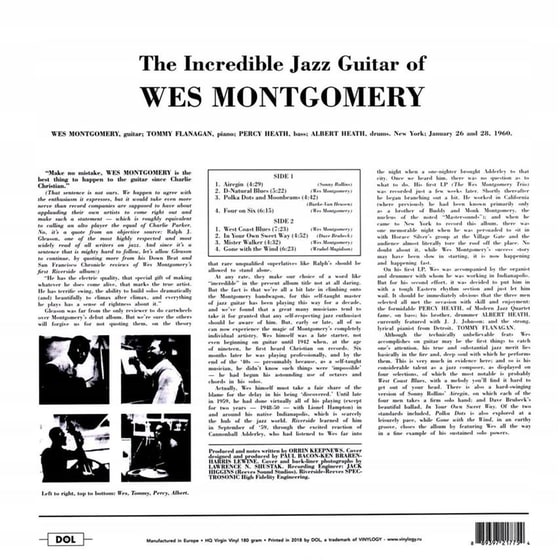 The Incredible Jazz Guitar Of Wes Montgomery (Vinyl) image 1