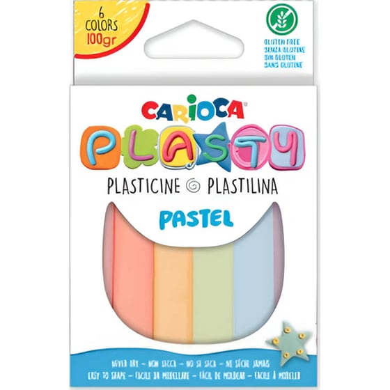 Σχολική Πλαστελίνη Carioca Plasty Pastel 6 Τεμάχια image 0