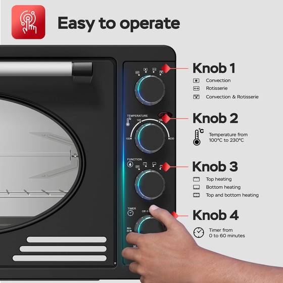 TURBOTRONIC TT-EV45R 45 Lt Μαύρο Ηλεκτρικό Φουρνάκι image 5