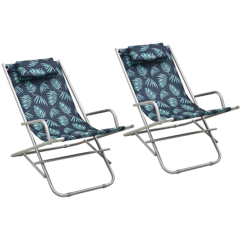 VIDAXL Σεζλόνγκ VidaXL Πτυσσόμενες από Ατσάλι/PVC 69x61x94 cm 2 Τμχ - Πράσινο