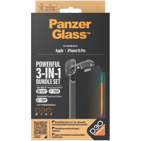 Θήκη & Προστασία Οθόνης / Καμερών Apple iPhone 15 Pro - PanzerGlass Privacy Bundle Hardcase with D30 - Διάφανο image 1