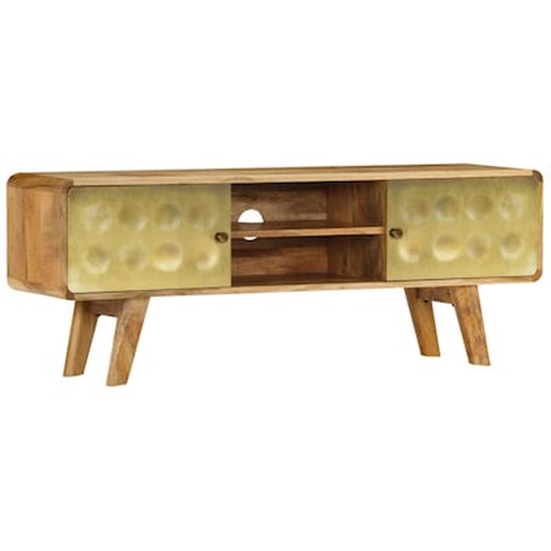Έπιπλο Τηλεόρασης Vidaxl Μασίφ Ξύλο Μάνγκο 120x30x45 cm - Χρυσό