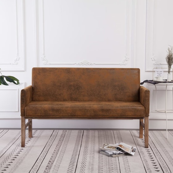 Τριθέσιος Καναπές Vidaxl Καστόρινος 140x62cm - Καφέ image 2