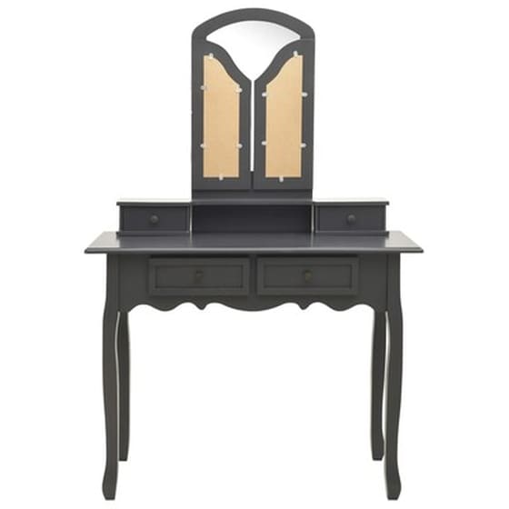 Vidaxl Μπουντουάρ Με Σκαμπό Γκρι 100 X 40 X 146 Εκ. Ξύλο Παυλώνιας image 4