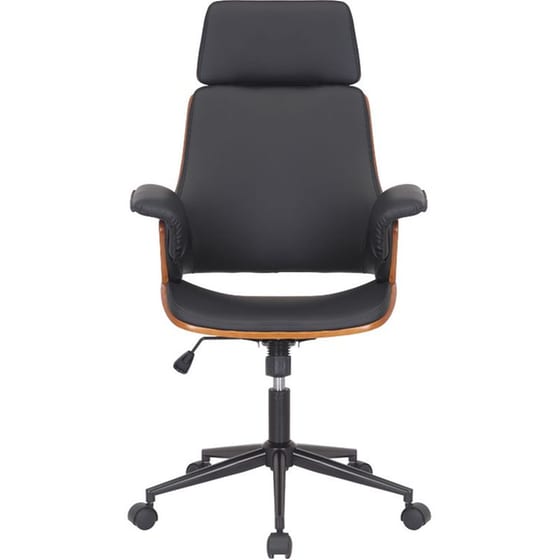 Καρέκλα Γραφείου Διευθυντή Hermanos Pakoworld Μαύρο Pu – Ξύλο Καρυδί – 106-000020 image 2