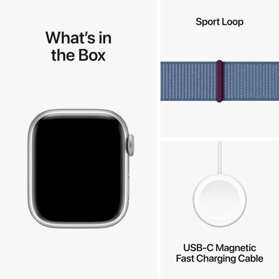 Apple Watch Series 9 Aluminium Silver GPS 41mm - Storm Blue Sport Loop image 9