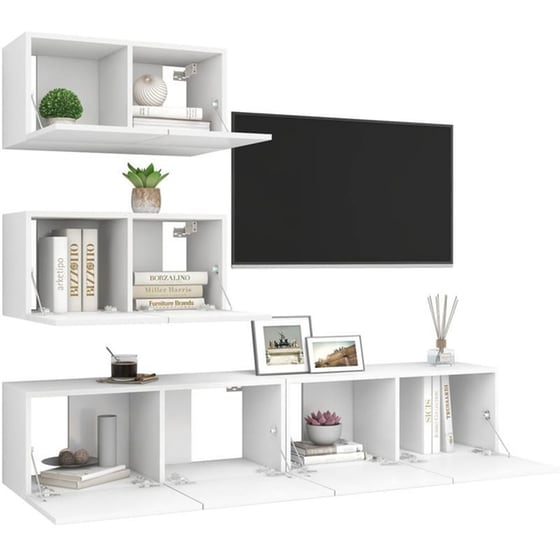 Έπιπλα Τηλεόρασης VidaXL Μοριοσανίδα 4 Τμχ 60x30x30cm - Γκρι image 2